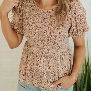 Follow your heart top in cream and floral